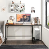 NNECW 140CM Computer Desk with 2-tier Storage Shelves &amp; Steel Frame-Brown