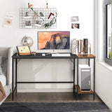 NNECW 140CM Computer Desk with 2-tier Storage Shelves &amp; Steel Frame-Black