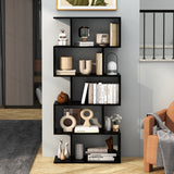 NNECW Geometric S-Shaped Bookcase with Anti-Toppling Device for Living Room/ Home/ Office