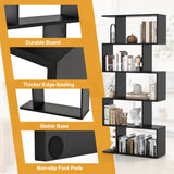 NNECW Geometric S-Shaped Bookcase with Anti-Toppling Device for Living Room/ Home/ Office