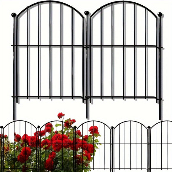 NNETM Decorative Metal Garden Fence for Outdoor Borders (10-Pack)