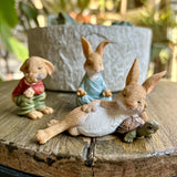 NNETM Rustic Resin Rabbit Sculpture Set for Home & Garden (3pcs)