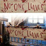 【2D Flat】 Halloween Bloody Banner Yard Sign - Burlap Horror No One Leaves Banner - Scary Halloween Banner Backdrop Decoration for Haunted House Yard Outdoor Fence Garden Parties Decor