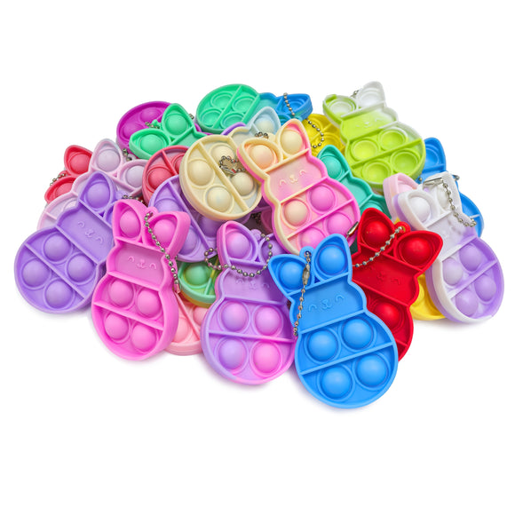 NNETM 24pcs Easter Bunny Pop Fidget Toy Keychain Pack