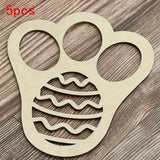 NNETM 5pcs Wooden Rabbit Paw Print Stencils for Easter DIY