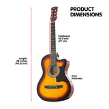 NNEDPE 38in Pro Cutaway Acoustic Guitar with Carry Bag - Sun Burst