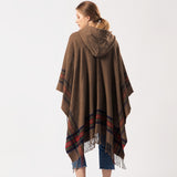 NNETM Oversized Scottish Hooded Cardigan Tassel Shawl Cloak