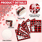 NNETM Romantic Red Check Valentines Day Placemats Set of 6