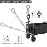 NNETM Collapsible Beach Wagon Cart – All-Terrain Folding Utility Cart with Wheels & Brakes (530LBS)