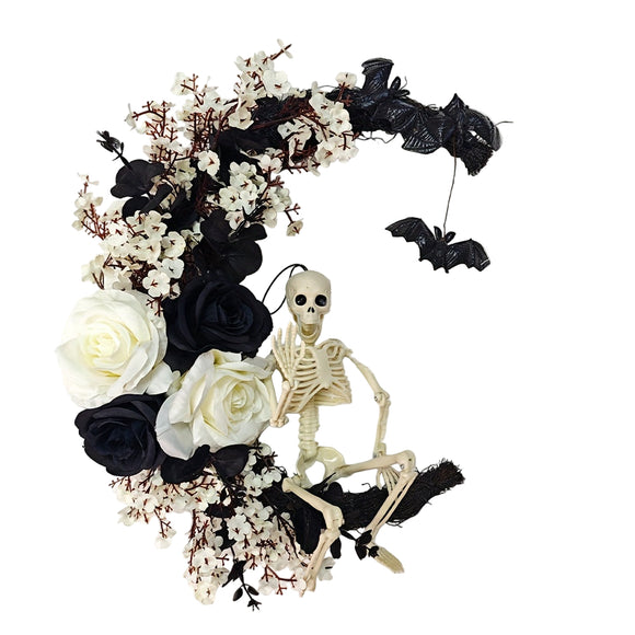 NNETM Gothic Halloween Wreath Skull Bats