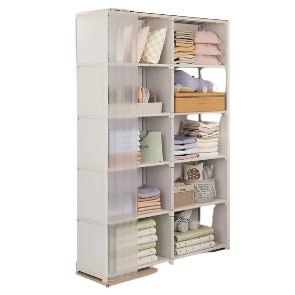 NNEOBA Dustproof Wardrobe Multi-layer Storage Rack with Curtains