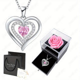 October Birthstone Heart Pendant Necklace Gift Set