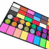 42-Color Water-Based Face Paint Set with Glitte