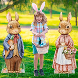 NNETM Wooden Rabbit and Flower Garden Signs Set
