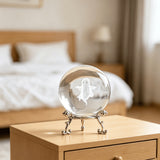Ghost Crystal Ball Ornament with Metal Stand – Gothic Desktop Decor