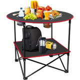 NNETM Folding Camping Table with Cup Holders & Carry Bag