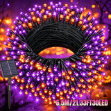 Halloween LED Solar Fairy Light, Purple Orange/Purple/Orange, IP54. Outdoor Solar Courtyard Decoration, Garden, Party, Camping, Festival Celebration, Courtyard Decoration, Christmas Tree Embellishment, Creating a Terrifying Halloween Atmosphere