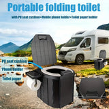 NNETM Portable Folding Toilet with PU Seat Cushion - Ideal for RV, Car, Camping