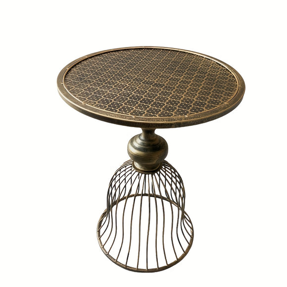 NNETM Round Metal Table Courtyard Antique Bronze
