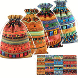 24Pcs Egyptian Ethnic Style Jewelry Pouches – Striped Fabric