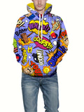 NNETM Casual Patterned Kangaroo Pocket Hoodie