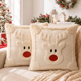 2-Pack 3D Jacquard Christmas Reindeer & Snowman Pillow Covers
