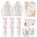 NNETM 6-Pack Mini White Bunny Gifts with Hug Cards