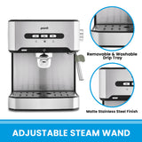 NNEDPE 1.6L Automatic Coffee Espresso Machine with Steam Frother