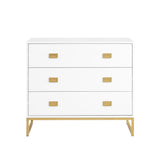 NNEDPE Amara Chest of Drawers Tallboy Dresser - White/Gold