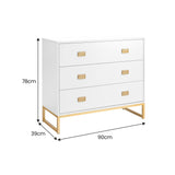NNEDPE Amara Chest of Drawers Tallboy Dresser - White/Gold