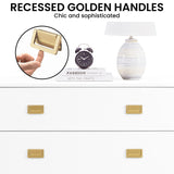 NNEDPE Amara Chest of Drawers Tallboy Dresser - White/Gold