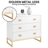NNEDPE Amara Chest of Drawers Tallboy Dresser - White/Gold