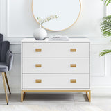 NNEDPE Amara Chest of Drawers Tallboy Dresser - White/Gold