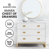 NNEDPE Amara Chest of Drawers Tallboy Dresser - White/Gold