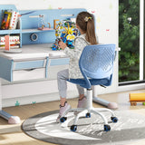 NNECW Adjustable Mid Back Children Study Chair with Adjustable Height for Office-Blue