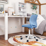 NNECW Adjustable Mid Back Children Study Chair with Adjustable Height for Office-Blue