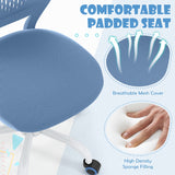 NNECW Adjustable Mid Back Children Study Chair with Adjustable Height for Office-Blue