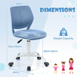 NNECW Adjustable Mid Back Children Study Chair with Adjustable Height for Office-Blue