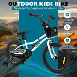 NNECW Children Training Bicycle with Handbrake and Coaster Brake-Black & White-18 inches