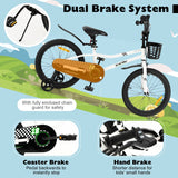 NNECW Children Training Bicycle with Handbrake and Coaster Brake-Black & White-18 inches