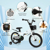 NNECW Children Training Bicycle with Handbrake and Coaster Brake-Black & White-18 inches