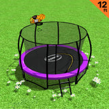 NNEDPE Trampoline 12 ft with Basketball set - Purple