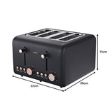 NNEDPE 4 Slice Toaster Rose Trim Collection - Black