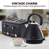 NNEDPE Toaster, Kettle & Coffee Machine Breakfast Set - Black