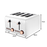 NNEDPE 4 Slice Toaster Rose Trim Collection - White