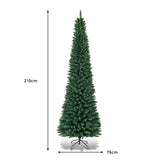 NNECW 2.1M Slim Pencil Christmas Tree with Branch Tips for Indoor Decoration