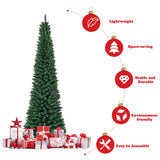NNECW 2.1M Slim Pencil Christmas Tree with Branch Tips for Indoor Decoration