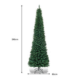 NNECW 2.4 M Slim Pencil Christmas Tree with Branch Tips for Indoor Decoration