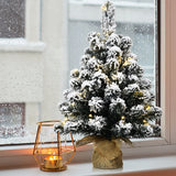 NNECW 67cm Pre-Lit Snow Flocked Tabletop Christmas Tree with 8 Flash Modes