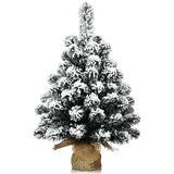 NNECW 67cm Pre-Lit Snow Flocked Tabletop Christmas Tree with 8 Flash Modes